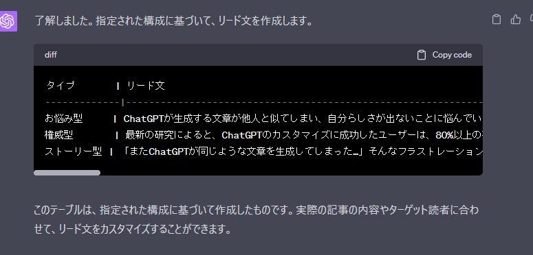CHAT GPTの回答例