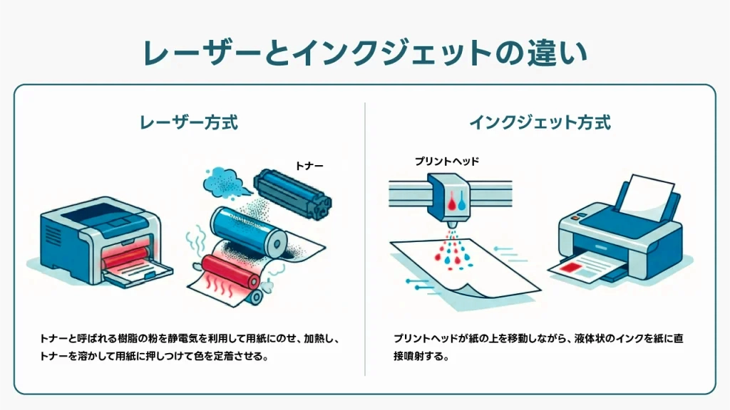 レーザーとインクジェットの違い