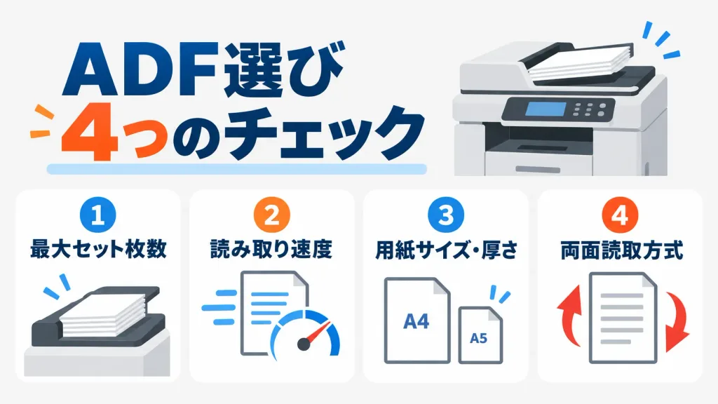 ADF付き複合機を選ぶときの4つのチェックポイント